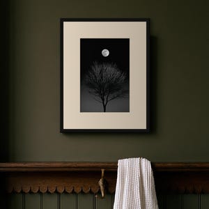 Full Moon Behind Oak Tree Print, Moody Night Sky Wall Art (Digital Download) image 9