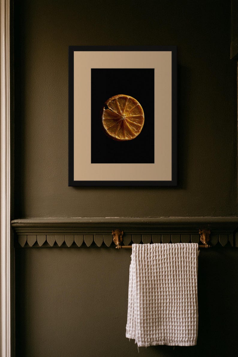 Dried Orange Slice Print, Amber Citrus Art, Dark Kitchen Wall Decor (Digital Download) image 8
