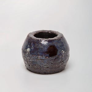 GAL-005 | Small Blue Chamotte Clay Vessel | One of a Kind Art Pottery