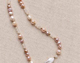 Stillwater Necklace: Baroque Freshwater Pearl Necklace | 18k Gold-Filled | Handmade | Coastal Jewelry