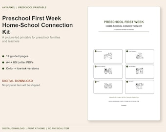 Preschool First Week Home-School Connection Kit (A4 US Letter PDF)