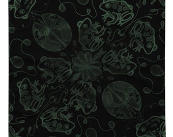 Kikker Bandana - Zwarte Bandana met All-Over Print