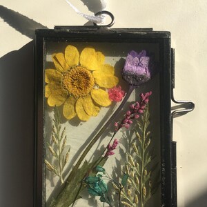 Mini Floating Frame, Pressed Flowers, Rectangle, Silver