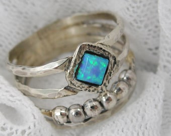 Opalring. Opalschmuck. Boho-Ring. Opal-Silberring. Geschenkideen zum Geburtstag, Geschenk für Mama, Frau. Jubiläumsgeschenk. Brautjungferngeschenk