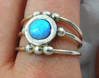 Sterling silver ring. Opal ring. Opal silver ring. spheres opal ring. Wide opal ring. Wide silver ring. Open ring. opal jewelry. opal silver