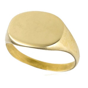 Gold signet ring. Signet gold ring. Gold ring. Wide gold ring. Plain gold ring. Gold wide ring. Wide signet ring. Men ring (1732)
