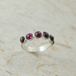 Garnet ring. Sterling silver ring. Silver garnet ring. Garnet silver ring. Garnet band. birthday gift for her, garnet jewelry. bridesmaid