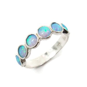 Silver Opal ring . Silver ring . opal ring . Opal band . Opal silver ring. birthday gift for her, opal jewelry, silver opal ring. image 4