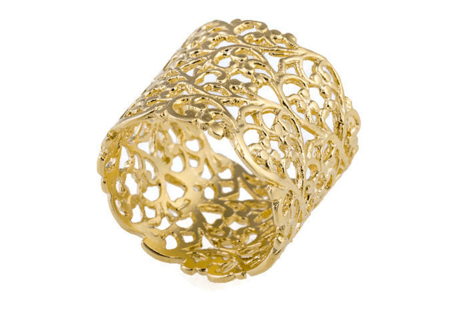 Lace gold ring. Lace ring. Wide gold ring. Wide ring. Wide Etsy