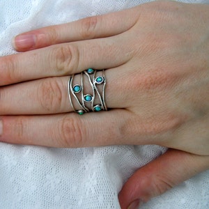 Opal ring. Wide sterling silver ring. Silver opal ring. silver opal ring. birthday gift for mom sister wife, opal jewelry. bouo ring