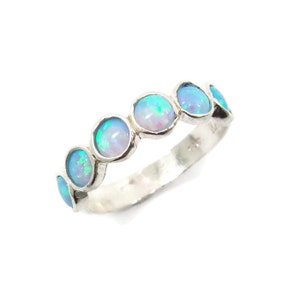 Silver Opal ring . Silver ring . opal ring . Opal band . Opal silver ring. birthday gift for her, opal jewelry, silver opal ring. image 2