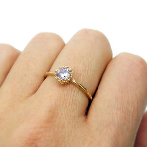 Gold ring. Gem ring. Cz ring. Purple ring. Dainty gold ring. Dainty ring. Romantic ring Stackable ring, stacking ring, gift for her (kai9)