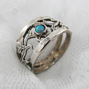 Bladzilveren ring. Zilveren ring. Opaal ring. Zilveren opaalring. Opaal zilveren ring. verjaardagscadeau voor haar, opaal sieraden (SR-9546-481).