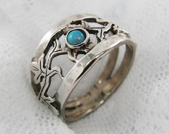 Leaf silver ring. Silver ring. Opal ring. Silver opal ring. Opal silver ring. birthday gift for her, opal jewelry (sr-9546-481).