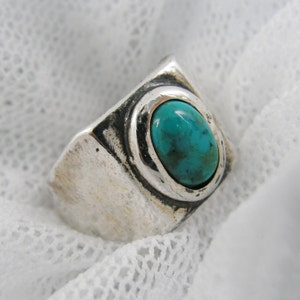 Turquoise Ring. Sterling Silver Ring. Turquoise Wide Ring. - Etsy