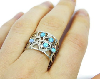 Opal silver ring.Tribal triangle sterling silveropal ring. birthday gift for mom sister girlfriend wife, opal jewelry