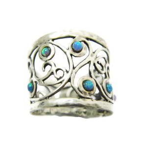 Wide silver ring. Opal silver ring. Silver ring. Sterling silver ring. Silver opal ring. Wide opal ring. Opal jewelry. (sr9700-845)