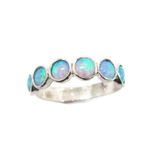 Silver Opal ring . Silver ring . opal ring . Opal band . Opal silver ring. birthday gift for her, opal jewelry, silver opal ring. image 1