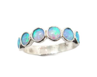 Silver Opal ring . Silver ring . opal ring . Opal band . Opal silver ring. birthday gift for her, opal jewelry, silver opal ring.