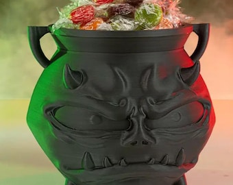 Bol para dulces de Halloween impreso en 3D, decoración de caldero espeluznante, adorno de mesa