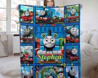 Personalized Thomas The Train Blanket, Thomas & Friends Birthday Blanket, Custom Name Baby Blanket, Thomas Family, Thomas Train birthday