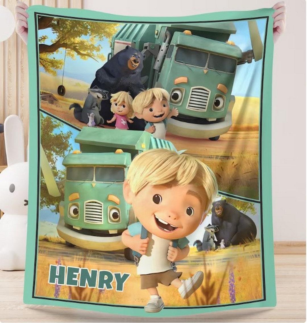 Personalized Trash Truck Blanket, Trash Truck Custom Name Blanket