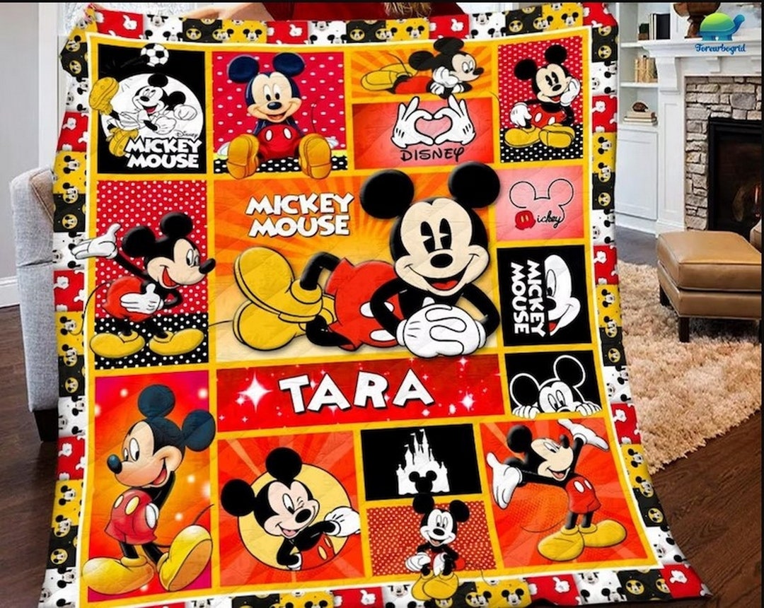 Personalized Mickey Mouse Fleece Blanket, Mickey Mouse Fleece Blanket