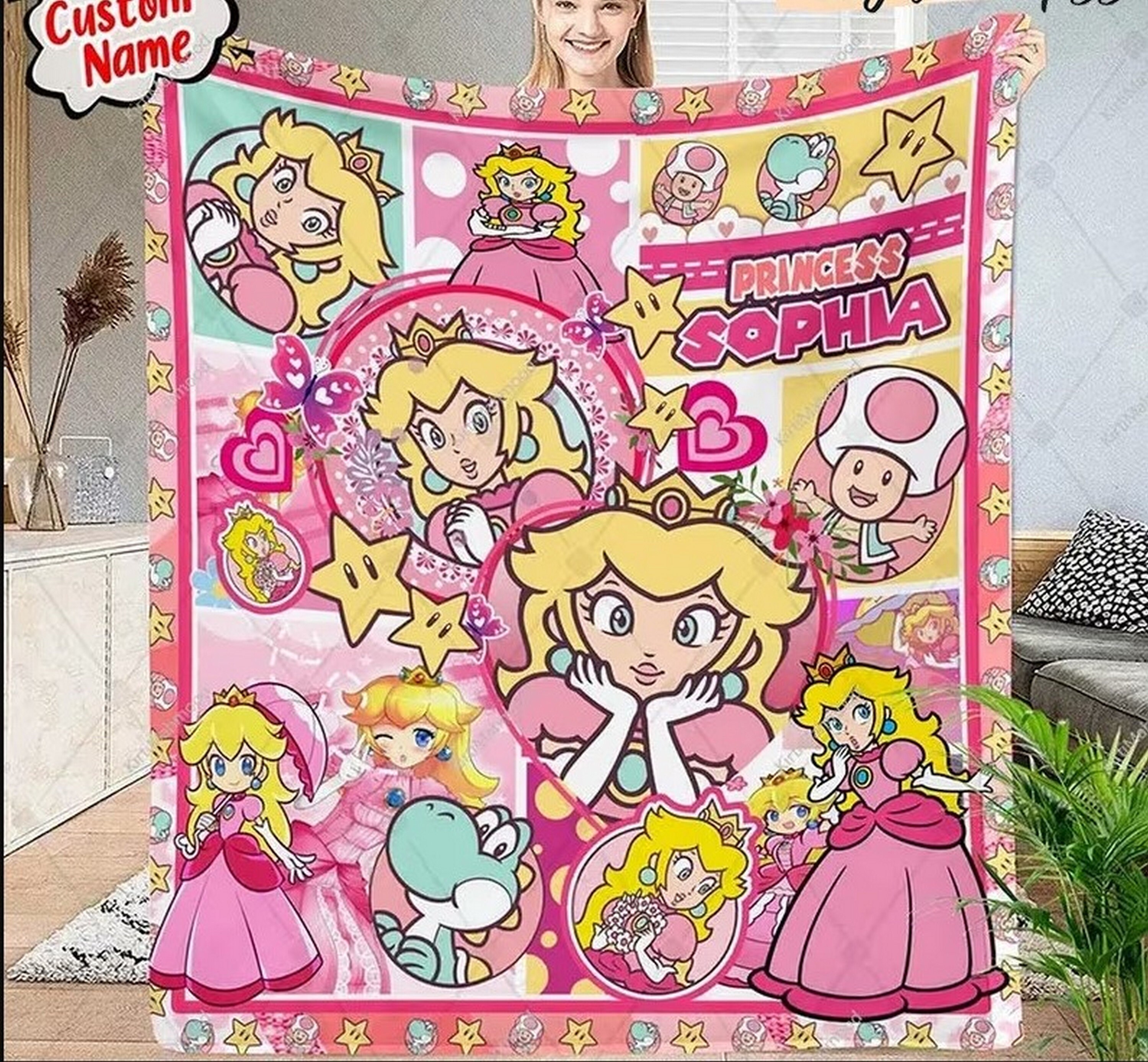 Princess Peach Quilt Blanket,feeling Peachy ,super Mario Princess Peach ...