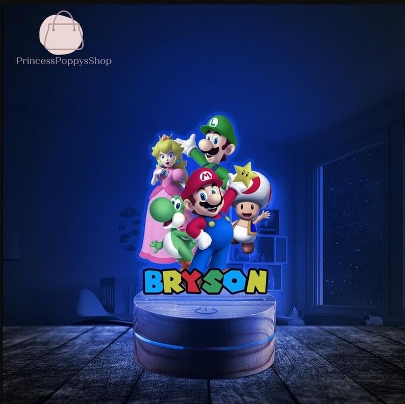 Personalized Super Mario Night Light, Personalized Name Night Light