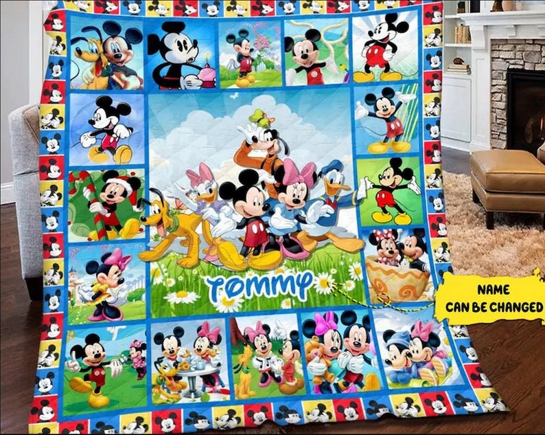 Personalized Mickey Mouse and Friends Blanket, Birthday Gift Blanket