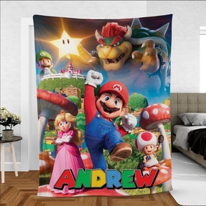 Custom Super Mario Name Blanket, Mario Decoration, Custom Super Mario Gift, Super Mario Birthday , Personalized Super Mario Fleece Blanket