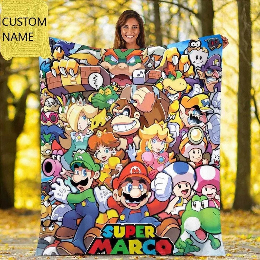 Personalized Super Mario Quilt Blanket, Super Mario Birthday Party