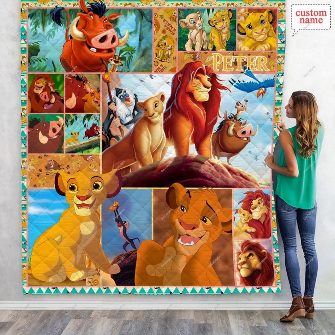 The Lion King Quilt Blanket, Simba Mufasa Disney Blanket, Walt Disney