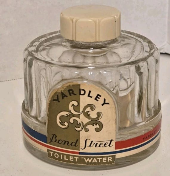 Vintage Yardley Bond Street Toilet Water Perfume Bottle Round Clear London