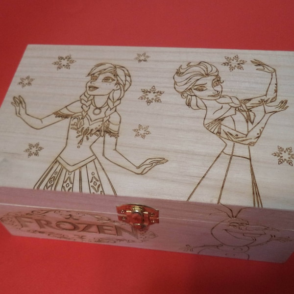 Frozen Etched wood Trinket Box