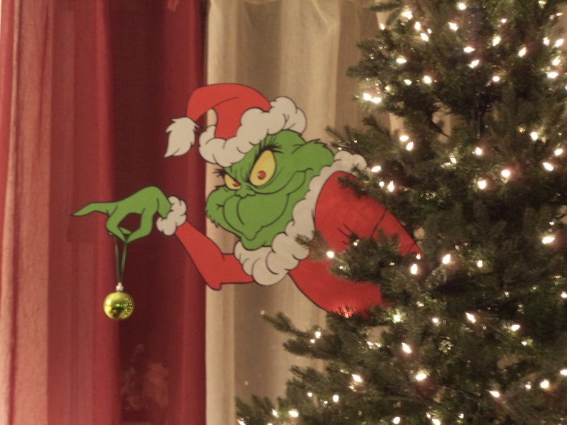 Grinch in your tree / Stealing the ornaments / cutout large | Etsy