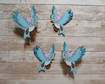 Set of 4 Cinderella birds / Room Decor