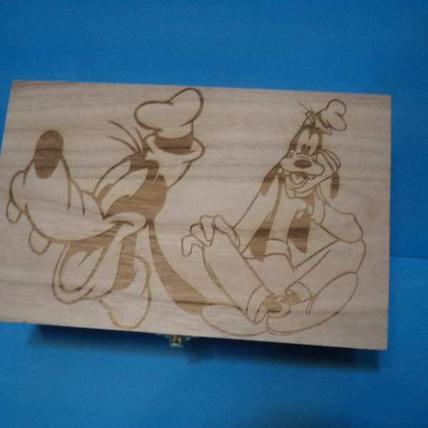 Etched wood Goofy Trinket Box