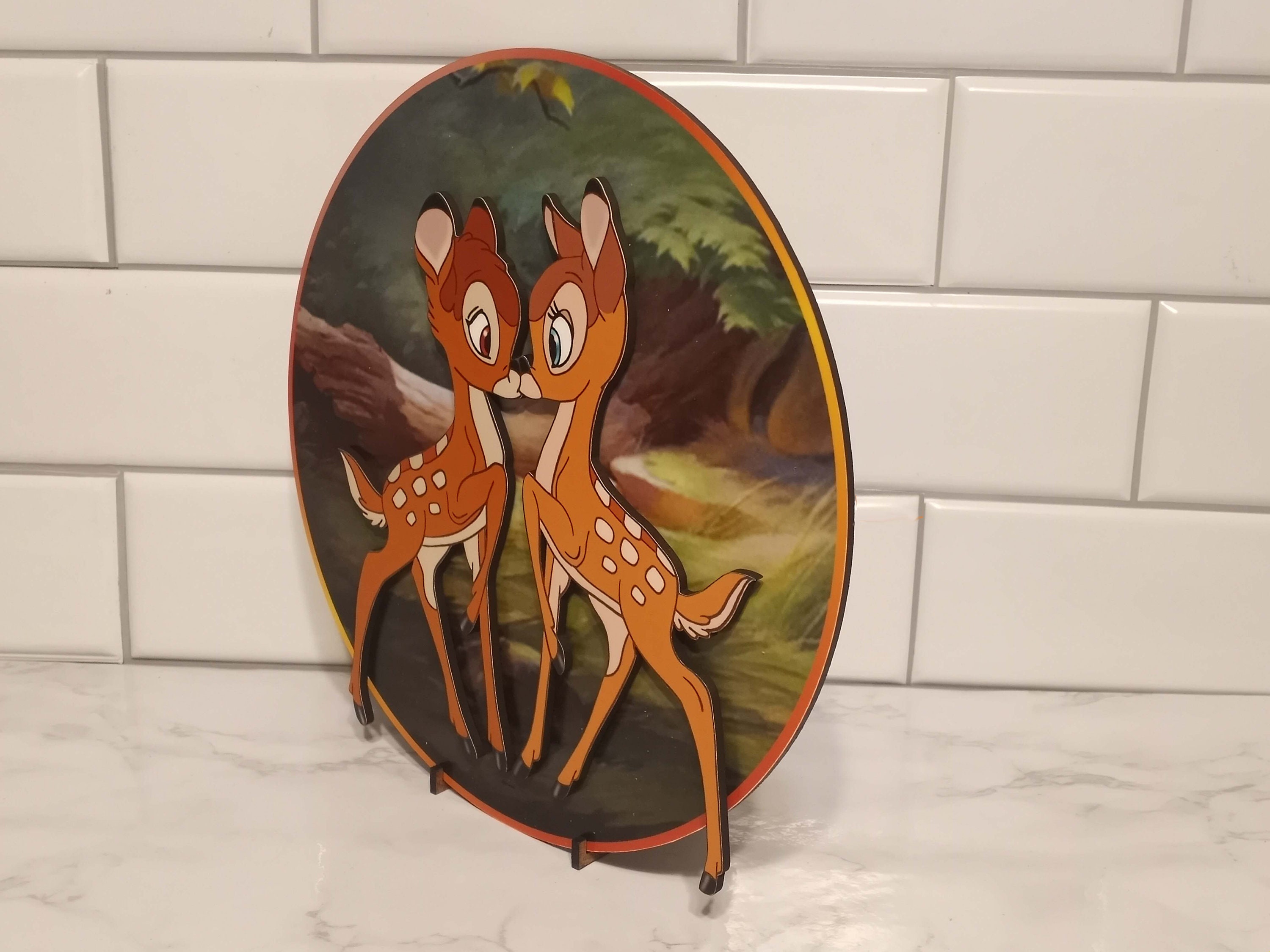 Bambi & Faline Valentine Kiss Plaque - Etsy