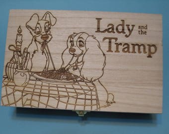 Lady & the Tramp Etched wood Trinket Box