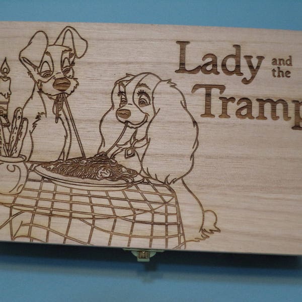 Lady & the Tramp Etched wood Trinket Box