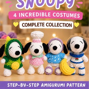 Snoopy Crochet Pattern with 4 Costumes – Amigurumi Pattern in PDF | English and Spanish | Digital Download