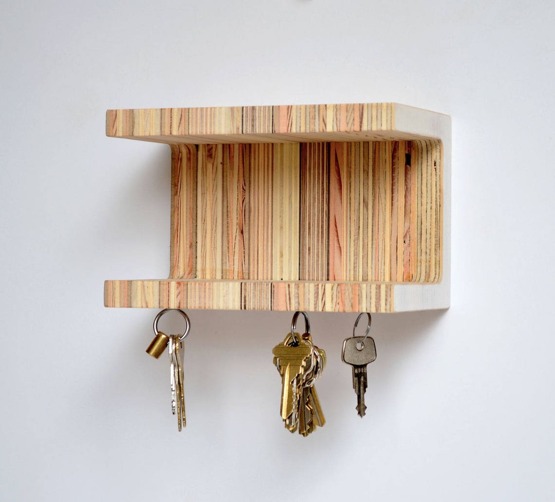 Small key holder with double shelves. Reclaimed Etsy