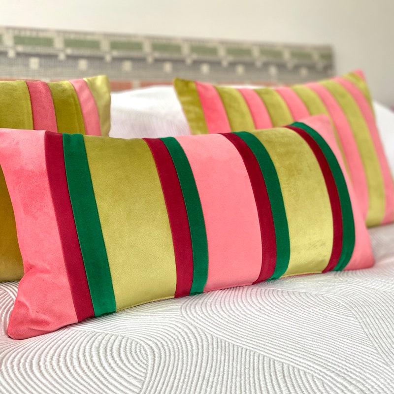 Pink Green Pillow Etsy