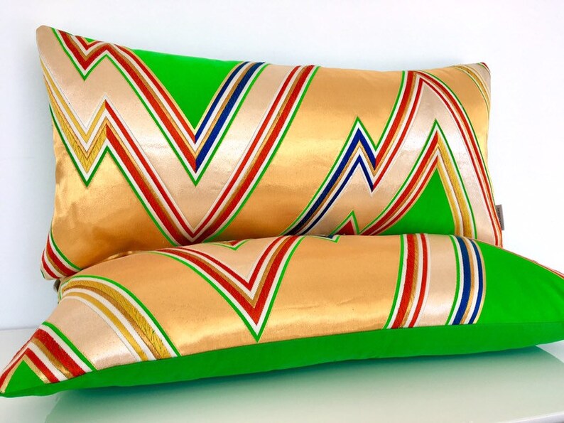 Extra Long Bolster Pillow Cushion in a Bright Colourful Zigzag Etsy UK