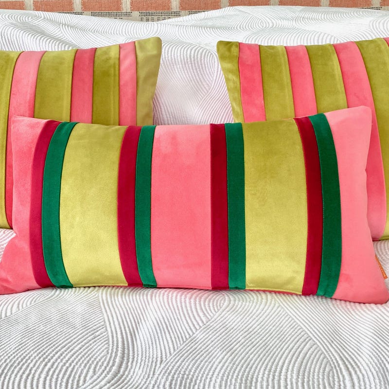 Pink Green Pillow Etsy
