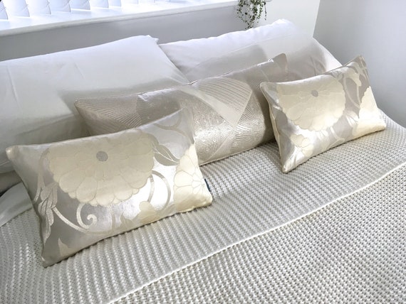 Extra Long Bolster Cushion In Elegant Silver Ivory Art Deco Etsy