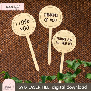 SVG (DIGITAAL BESTAND) gegraveerde plantenstokjes | Modern decorbestand voor lasersnijden