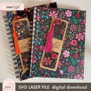 Marcador SVG (ARQUIVO DIGITAL) e Capa para Caderno com 15 Furos | Arquivo de Corte para Corte a Laser