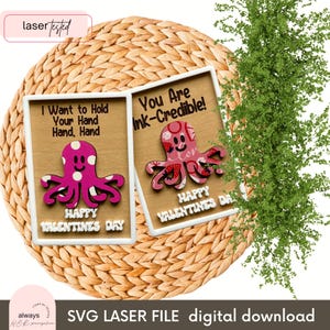 SVG (ARQUIVO DIGITAL) Polvo Valentine - pacote com 2 arquivos | Arquivo de corte para corte a laser | Decoração moderna em madeira